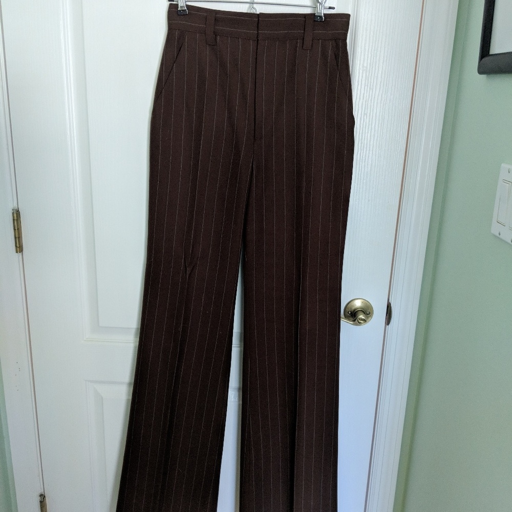 Marc Jacobs Brown Pinstripe Wool Trousers Size 2-